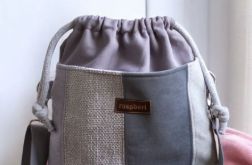 Jasnoszara listonoszka z kominem patchwork