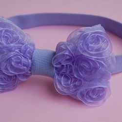 Retro opaska niemowlęca - Retro kokarda w fiolecie