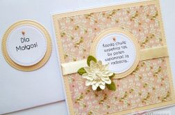 Kartka Z ŻYCZENIEM brzoskwiniowo-kremowa