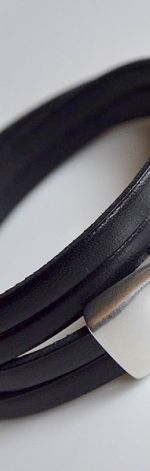 Bransoletka czarna skóra 2x5mm