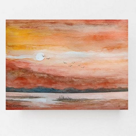 Pejzaż-akwarela formatu 18/24 cm. 