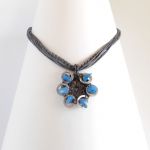 Mechaniczny kwiat - szafirowy z szarością - 