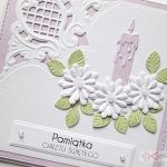 Kartka PAMIĄTKA CHRZTU biało-różowa #4 - Pamiątka Chrztu z białymi kwiatuszkami