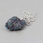 Tytanowa druza kwarcu i srebro - wisior - 