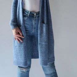 Kardigan damski oversize jasny jeans