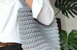 Torebka damska,na ramię, koszyk z sznurka,szara...