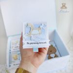 Pudełko wspomnień chrzest roczek "BabyBoyMiś" - 