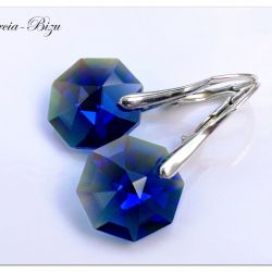 Kolczyki Swarovski Crystal Octagon Dark Sapphire