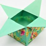 Pudełko gwiazda origami turkusowe kwiaty łąka - 2