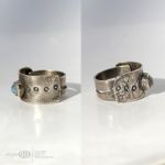 Księżycowe kropki - szeroka obrączka srebrna