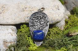 Stalowy wisior drzewo życia z lapisem lazuli
