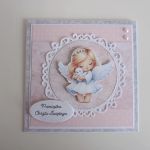 Kartka na Chrzest Święty dla dziewczynki aniołek - Kartka na Chrzest Święty dla dziewczynki aniołek