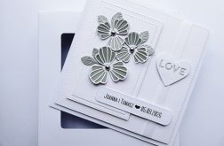 Gustowna kartka ślubna ręcznie robiona