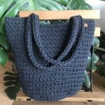 Torebka damska,na ramię, koszyk ze sznurka,grafitowa. - 