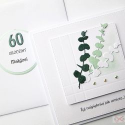 Kartka URODZINOWA z zielonymi gałązkami