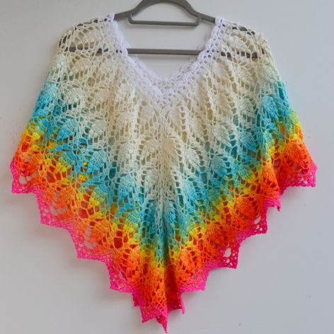 poncho / narzutka tęczowy liść