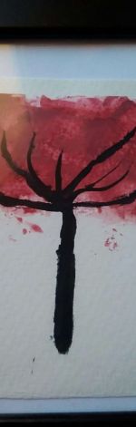 Obrazek krwawe drzewo - akwarela.