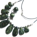 Zielony Jaspis Kambaba, unikatowa biżuteria, kolia, kolczyki - 