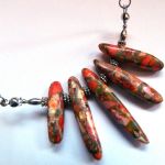 Pomarańczowy jaspis cętkowany, naszyjnik, kolia, wisior - 