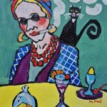 obraz olejny dama kot wie pierwszy - 