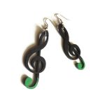 Kolczyki Klucze violinowe, czarno-zielone - czarny+jasnozielony