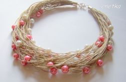 enetka NASZYJNIK z lnu PERŁY- LEN