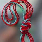 Naszyjnik Korale Sznury Kryształki Czerwone Turkusowe - 