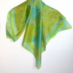 Zielony Ptak, duża jedwabna malowana chusta - Zielony Ptak, duża jedwabna malowana chusta  RozynekArt