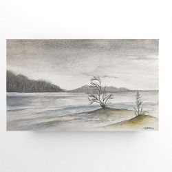 Pejzaż-praca formatu 15/25 cm. 