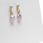 Delikatne kolczyki Amour pozłacane z Kwarcem różowym - 