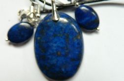 Lapis lazuli z pirytem, wisiorek, kolczyki