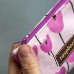 Etui na klucze z różowego weluru w tulipany – handmade I - 