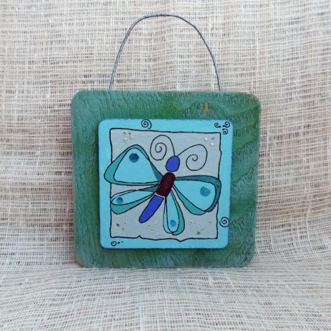 Obrazek na drewnie - Niebieski Motyl