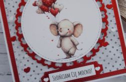 Kartka na walentynki ze słoniem, nietypowy napis