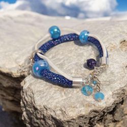 Bransoletka rzemykowa chaber i biel