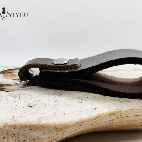 Breloczek męski skórzany brązowy