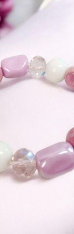 Bransoletka na gumce wrzos pastel