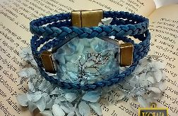 Blue Day - bransoleta z żywicy i rzemieni