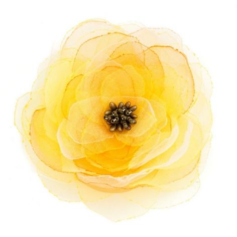 Broszka - przypinka kwiat 9 cm żółta