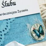 Kopertówka z okazji ślubu-błękitny motyl - 