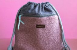 Szaro-różowy workoplecak z przednią kieszenią