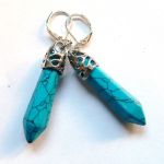 Turkus niebieski i srebro, długie efektowne kolczyki z turkusami - 