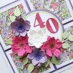 Kartka URODZINOWA fioletowo-różowe kwiaty - Kartka na urodziny z fioletowo-różowymi kwiatami