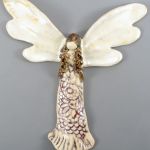 Dekoracja ścienna, Anioł ceramiczny - anioł na prezent,  anioł na ścianę,  anioł wiszący,  aniołek dla dziecka,  Zawieszka na ścianę