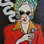  obraz olejny kobieta z czarnego tła - 