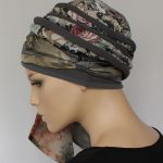 turban letni STALOWY - szarfa wiązana z boku głowy