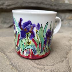 Porcelanowy kubek ręcznie malowany Irysy