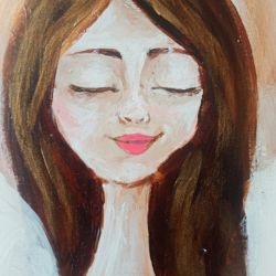 Ręcznie malowany anioł z wrzosami