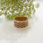 Pierścionek szachy z koralików Miyuki Delica - Widok z przodu