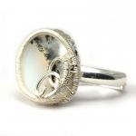 Agat dendrytowy, srebrny pierścionek z agatem - pierścionek wire wrapped z agatem dendrytowym